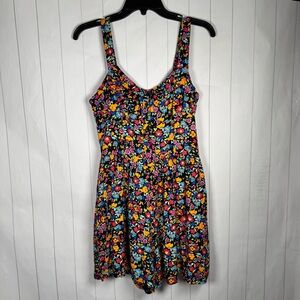 Wild Fable Colorful Floral Baggy Short Romper 100% Rayon Feminine Lightweight M